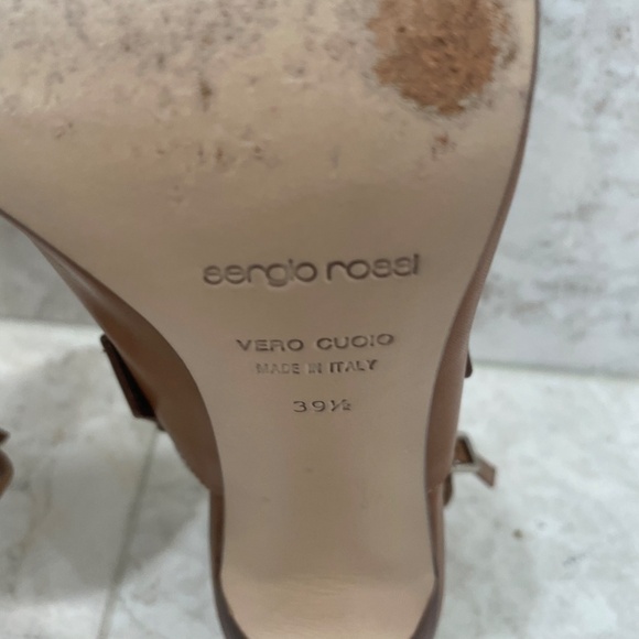 SERGIO ROSSI {39.5} Heels Slingback Leather Stiletto Tobacco Brown - Picture 12 of 12